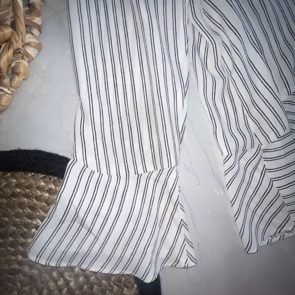 LOFT White Blouse with Black Pinstripes - Picture 7 of 7